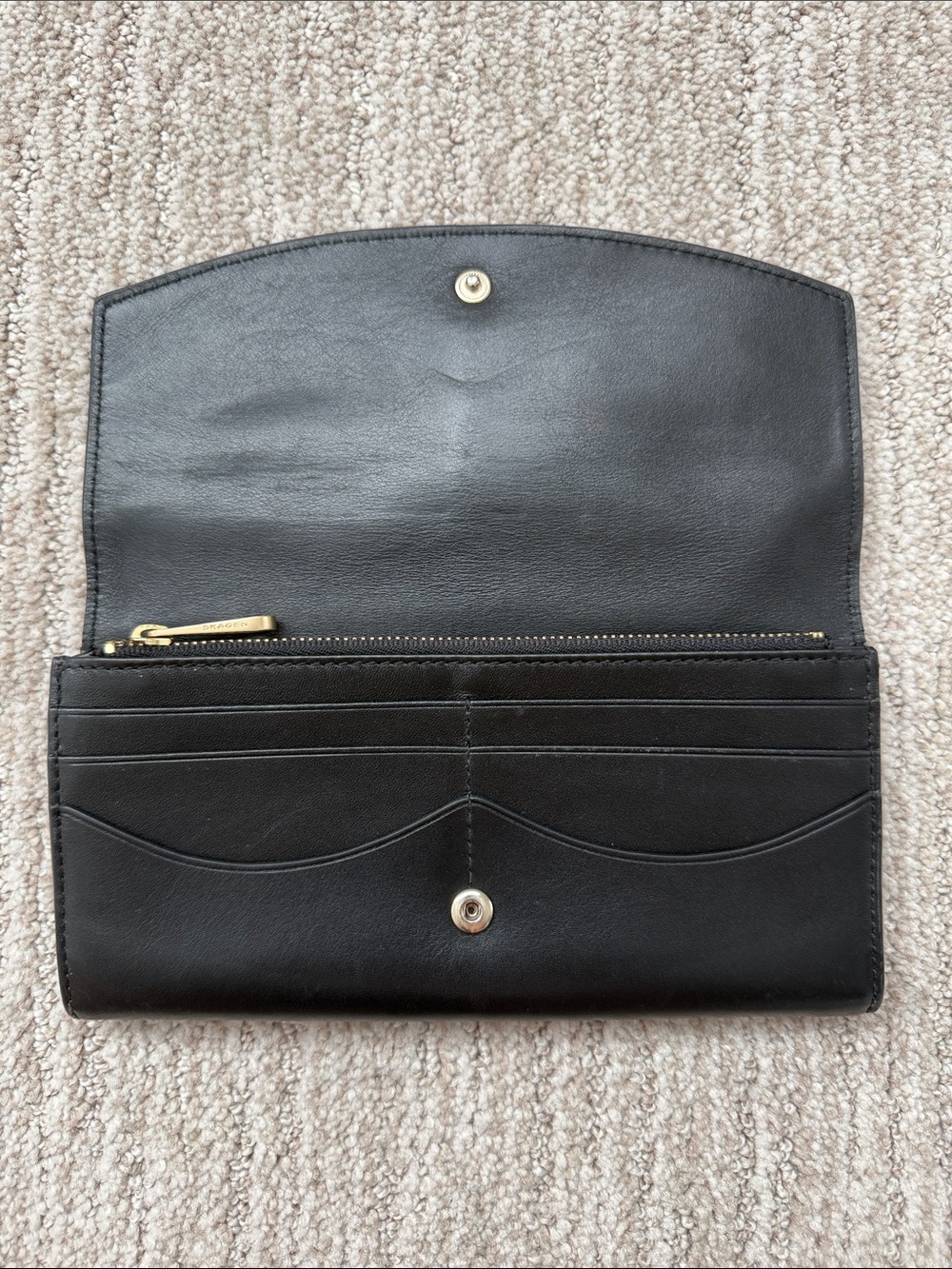 Skagen Black Cow Hide Leather Continental Card Holder Wallet - Picture 3 of 9